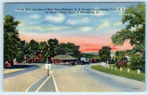 CLARKS FERRY, PA  Wm. Penn Highway AMITY HALL ca 1940s Roadside Postcard