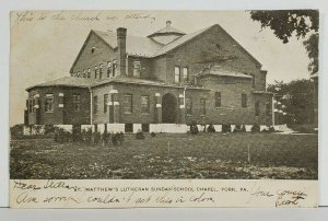 York Pa St Matthew's Lutheran Sunday School Chapel 1908 to Laurel Md Postcard O2