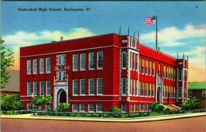 Cathedral High School Building Burlington Vermont VT UNP  Linen Postcard F11