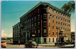 Vtg Maine ME Bangor House Hotel Street View Old Cars 1950s Advertising Postcard