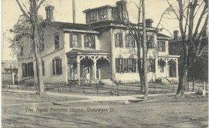 Delaware, Ohio,The Aged Peoples Home Postcard, 1909 , B&W, 3 Stories, Front View