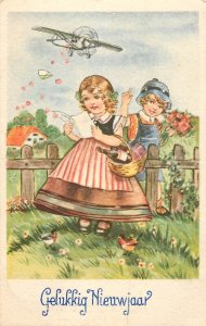 Holydays & celebrations fantasy drawn children greetings girls plane Belgium