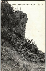 Indian Head Rock, Savanna IL c1921 Vintage Postcard S28