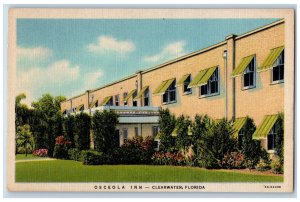 Clearwater Florida FL Postcard Osceola Inn Building Exterior c1940's Vintage
