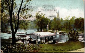 Vtg 1909 Scene In Public Garden Boston Massachusetts MA Postcard