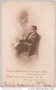 Man Smoking Pipe With Womans Image In Smoke