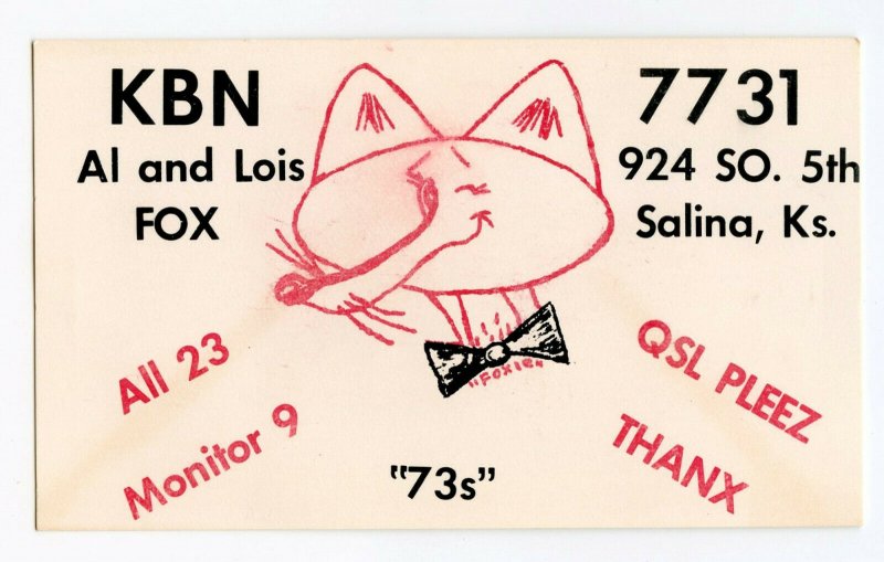 Nice Used QSL Radio Card From Salina Kansas KBN 7731