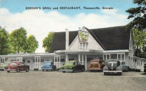 Thomasville GA Dodson's Grill & Restaurant Old Cars Woodie Postcard