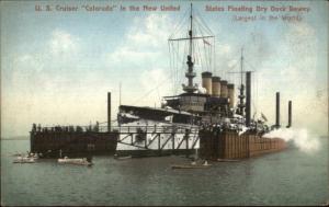 US Cruiser Ship Colorado Floating Dry Dock Dewey - Philippines? c1910 Postcard