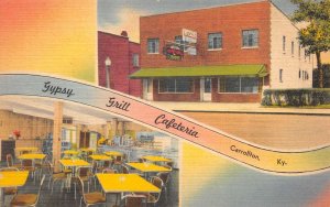 Carrollton Kentucky Gypsy Grill Cafeteria Multi-View Linen Vintage PC U3325