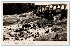 c1920's Roman Aqueduct River Bed View Izmir Smyrna Turkey RPPC Photo Postcard 