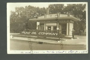 Minneapolis MINNESOTA RP 1924 GAS STATION Gasoline PURE OIL COMPANY Advertising