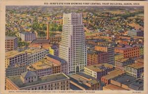 Ohio Akron Birds Eye View Showing First Central Trust Building 1945 Curteich