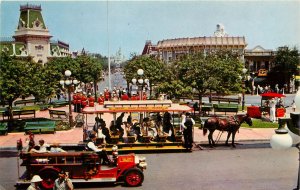 Disneyland Postcard Town Square Main street A6 Horse Drawn Street Car