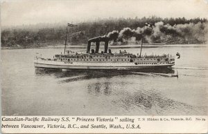 SS 'Princess Victoria' CPR Steamship Pacific Northwest Hibben RPO Postcard G48