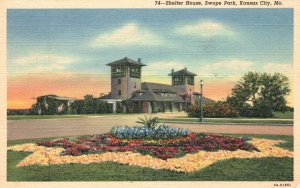 Vintage Postcard 1951 Shelter House Swope Park Flower Kansas City Missouri MO