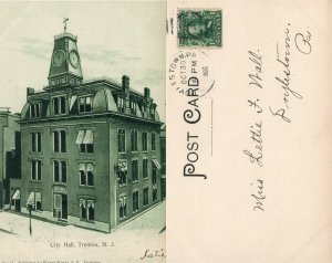 TRENTON N.J. CITY HALL 1905 UNDIVIDED ANTIQUE POSTCARD