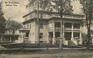 VINTAGE POSTCARD WOOD HOUSE BALDWIN KANSAS  KS