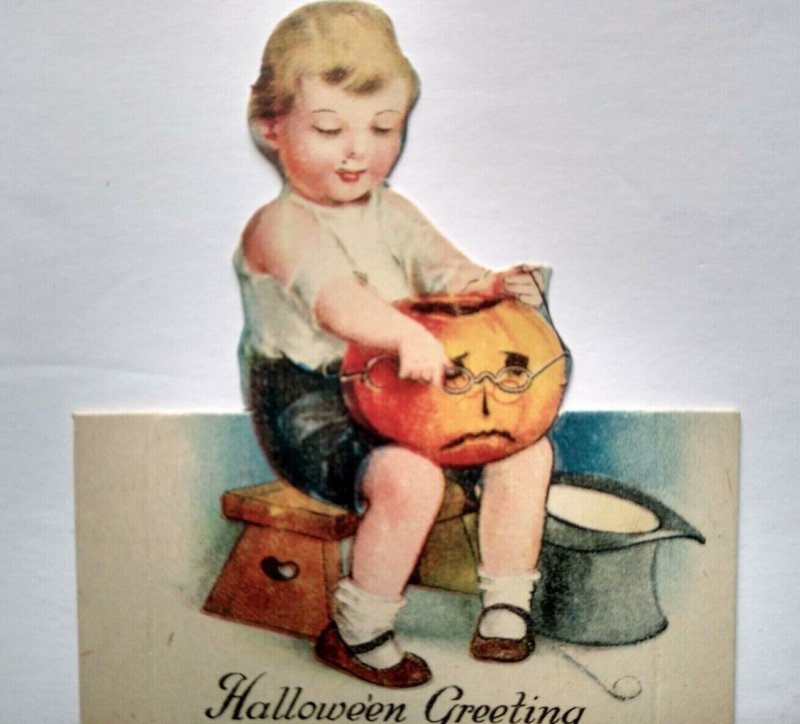 Halloween Placecard Ellen Clapsaddle Diecut Child & JOL Original Unused