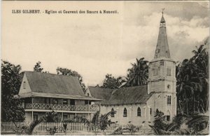 PC KIRIBATI, ILES GILBERT, EGLISE ET COUVENT, NONOUTI, Vintage Postcard (b29076)