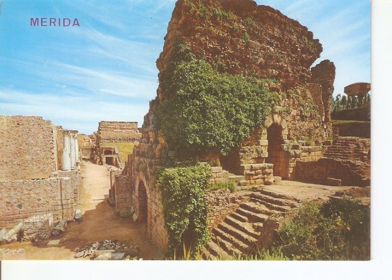 Postal 032380 : Merida. Teatro Romano. Puerta y murallas