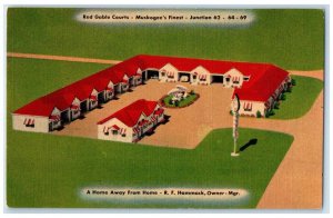 Aerial View Red Gable Courts Muskogee's Finest Junction Muskogee OK Postcard