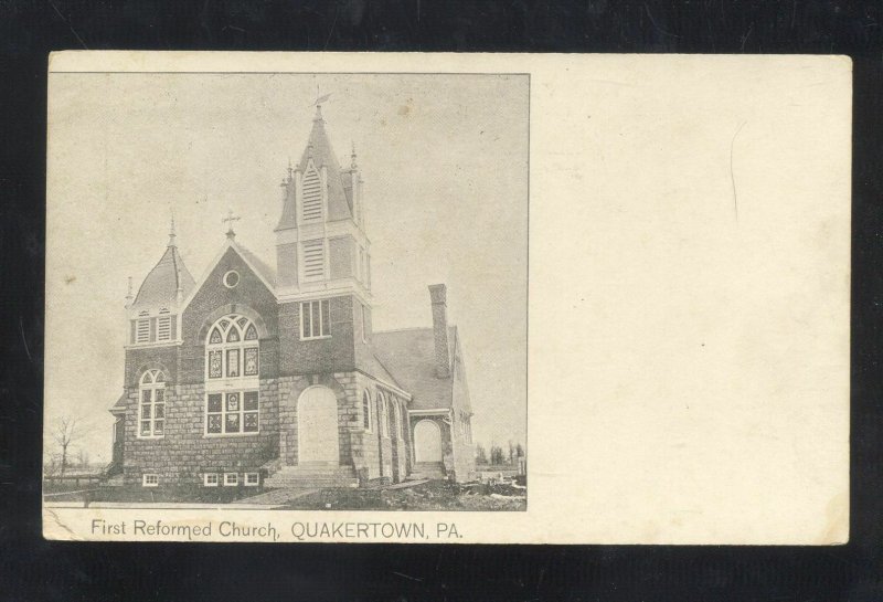 QUAKERTOWN PENNSYLVANIA PA. FIRST REFORMED CHURCH VINTAGE POSTCARD