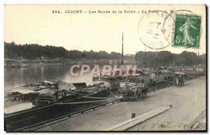 Old Postcard Clichy The Banks of the Seine Port Barges Boats