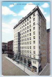 1940 Cincinnati Ohio Postcard Hotel Fountain Square Heart Vine Streets Building