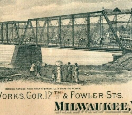 1870s-80s Engraved Milwaukee Bridge & iron Works Keepers & Riddell #1 P210 