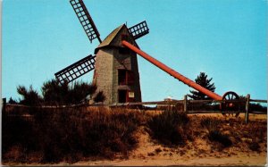 Historic Old Mill Nantucket Massachusetts WIndmill Scenic Chrome Postcard 