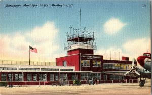 Burlington Municipal Airport, Burlington VT Vintage Postcard G55