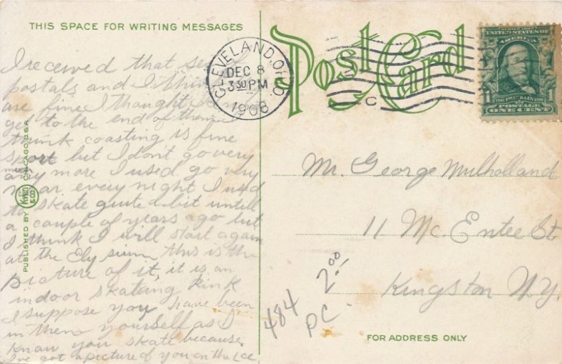 Cleveland, Ohio - Auto at Elysium Ice Skating Rink - pm 1908 - DB