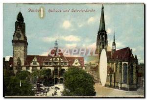 Old Postcard Duisburg Rathaus Und Salvatorkirche