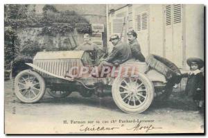 Postcard Old Automobile H Farman on his 120 horsepower Panhard Levassor