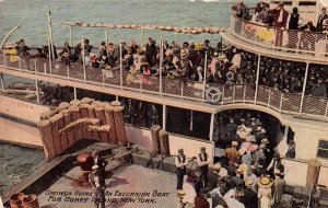 Coney Island New York Excursion Boat at Dock Vintage Postcard AA50129