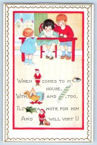 Christmas Postcard Children Puzzle Embossed Gardner North Dakota ND c1910's