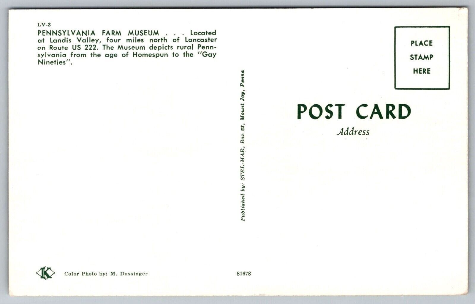 Pennsylvania Farm Museum Landis Valley Lancaster PA Wagon Postcard UNP