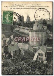 Old Postcard Fougeres Chateau Feodal Surienne The tower and the ramparts