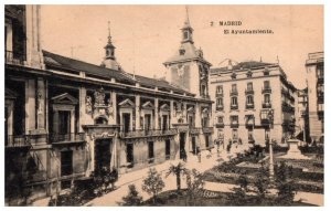 El Ayuntamiento Madrid Spain Black And White Postcard