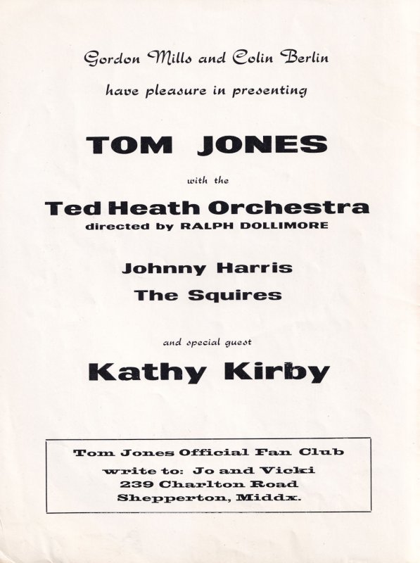 Tom Jones & Kathy Kirby 1967 Live Concert Programme