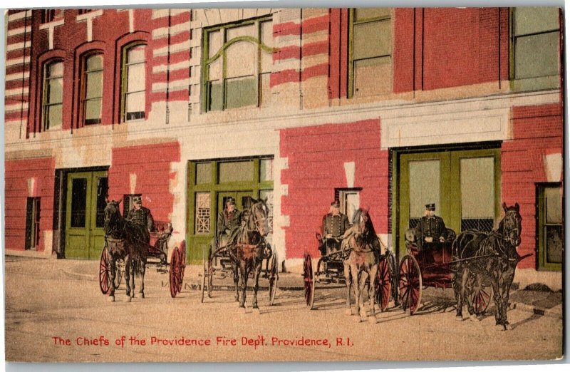 The Chiefs of the Providence Fire Department Providence RI Vtg Postcard D71