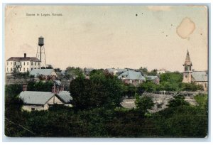 c1910 Aerial View Scene Exterior Building Logan Kansas Vintage Antique Postcard