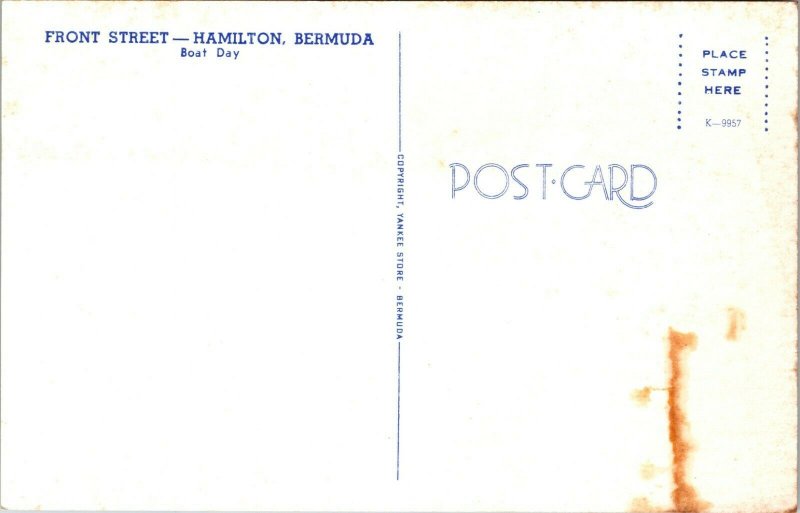 Bermuda Hamilton Front Street Boat Day Postcard Old Vintage Card View Standard 