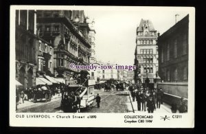 pp2350 - Lancs - Busy View of Church Street in Liverpool c1890 - Pamlin postcard