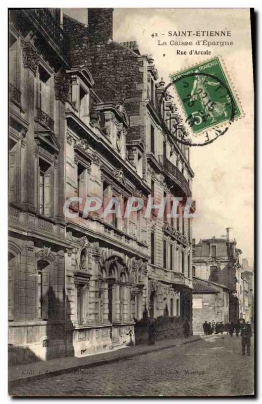 Old Postcard Bank Caisse d & # 39Epargne Rue d & # 39Arcole Saint Etienne