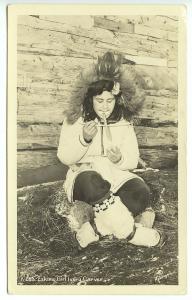 Alaska Eskimo Tusk Carver Signed Robinson Real Photo RPPC Postcard