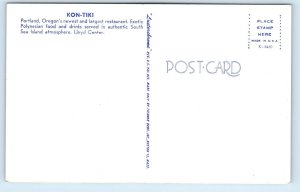 1960 Portland Oregon Postcard Kon-Tiki Restaurant Polynesian Food Drinks Exotic