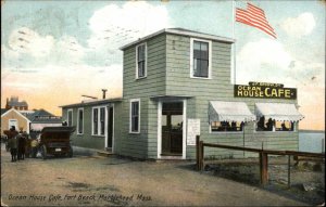 Marblehead MA Ocean House Caf� Fort Beach Advertising on Back Postcard