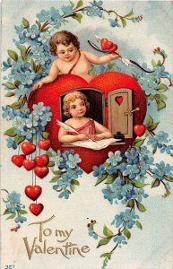 H84/ Valentine's Day Love Holiday Postcard c1910 Cupid Fantasy Home 23
